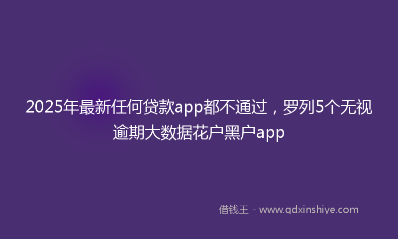 2025年最新任何贷款app都不通过，罗列5个无视逾期大数据花户黑户app