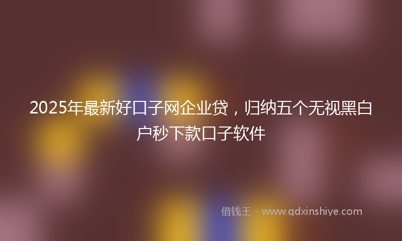 2025年最新好口子网企业贷，归纳五个无视黑白户秒下款口子软件