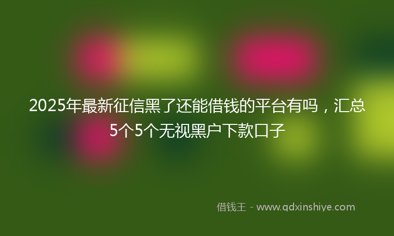 2025年最新征信黑了还能借钱的平台有吗，汇总5个5个无视黑户下款口子