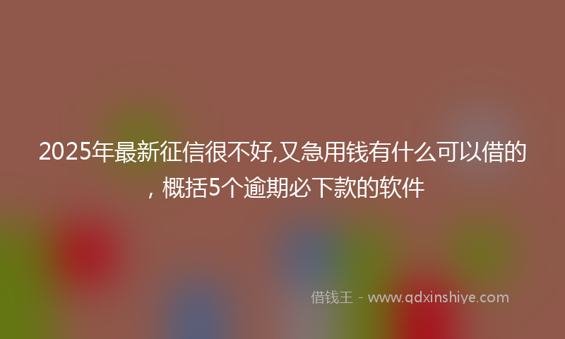 2025年最新征信很不好,又急用钱有什么可以借的，概括5个逾期必下款的软件