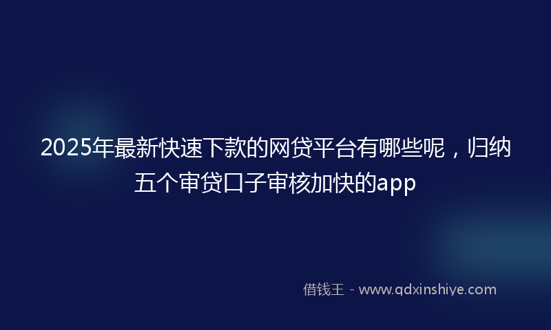 2025年最新快速下款的网贷平台有哪些呢，归纳五个审贷口子审核加快的app