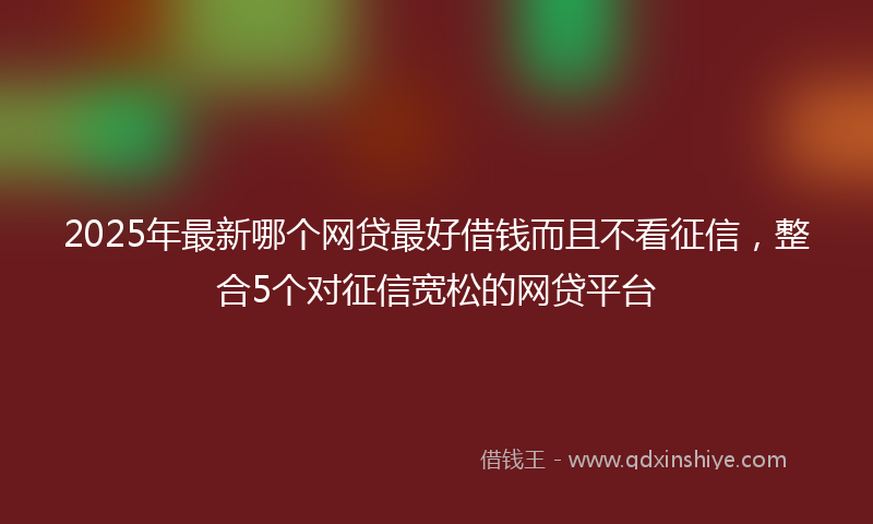 2025年最新哪个网贷最好借钱而且不看征信，整合5个对征信宽松的网贷平台