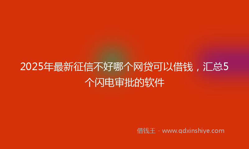 2025年最新征信不好哪个网贷可以借钱，汇总5个闪电审批的软件