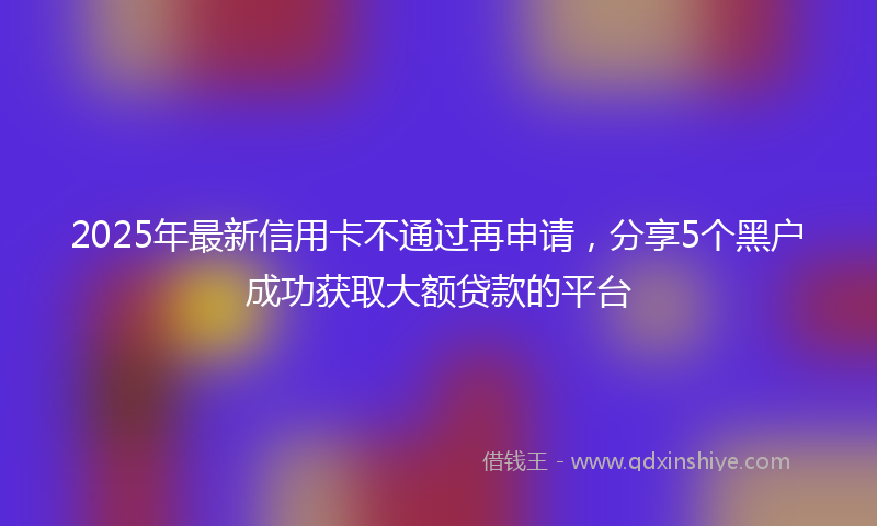 2025年最新信用卡不通过再申请，分享5个黑户成功获取大额贷款的平台