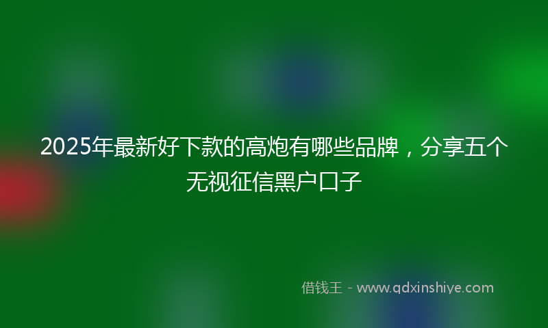 2025年最新好下款的高炮有哪些品牌，分享五个无视征信黑户口子