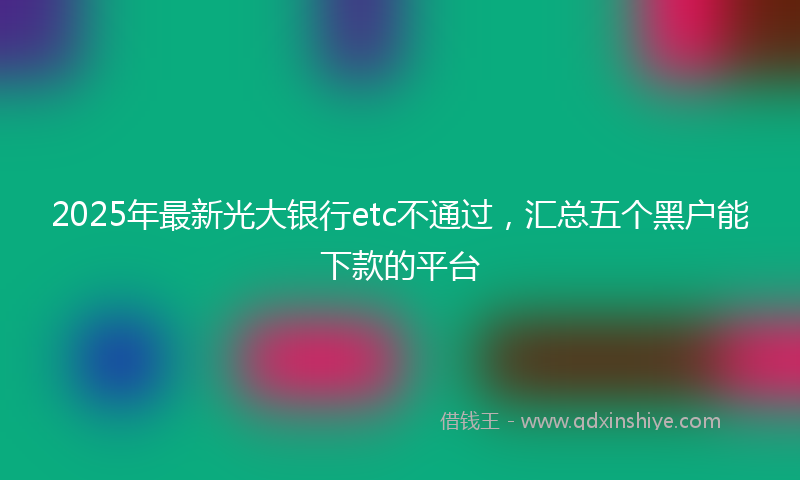 2025年最新光大银行etc不通过，汇总五个黑户能下款的平台