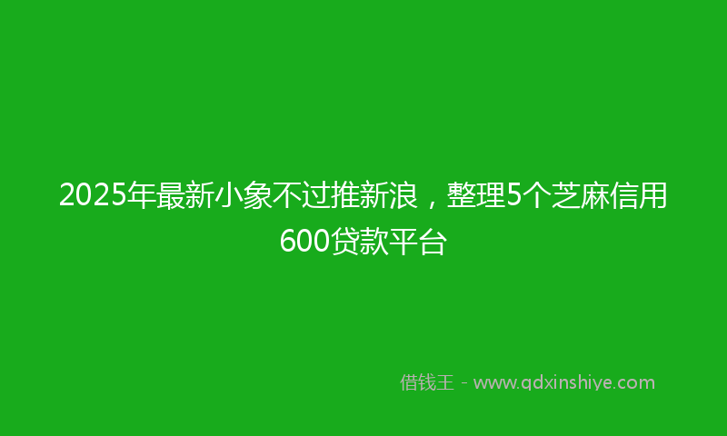 2025年最新小象不过推新浪，整理5个芝麻信用600贷款平台