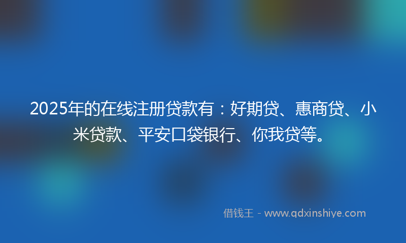 2025年的在线注册贷款有：好期贷、惠商贷、小米贷款、平安口袋银行、你我贷等。