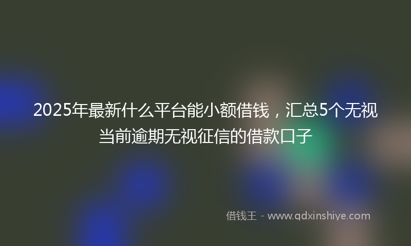 2025年最新什么平台能小额借钱，汇总5个无视当前逾期无视征信的借款口子