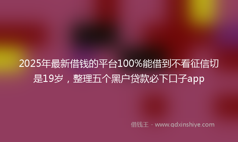2025年最新借钱的平台100%能借到不看征信切是19岁，整理五个黑户贷款必下口子app