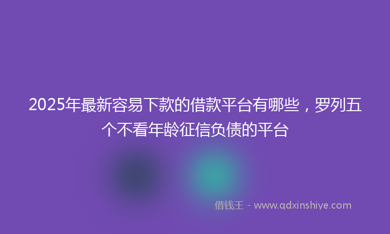 2025年最新容易下款的借款平台有哪些，罗列五个不看年龄征信负债的平台