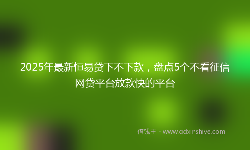 2025年最新恒易贷下不下款，盘点5个不看征信网贷平台放款快的平台