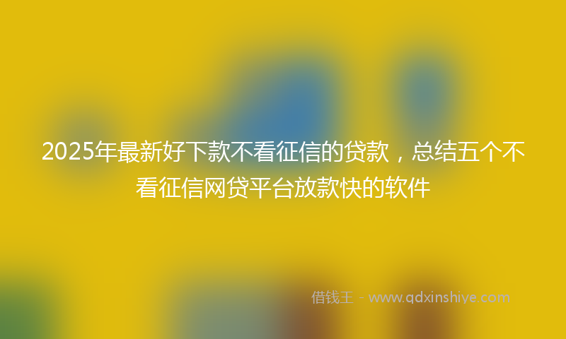 2025年最新好下款不看征信的贷款，总结五个不看征信网贷平台放款快的软件