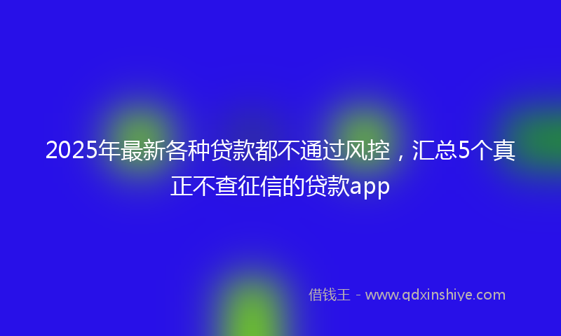 2025年最新各种贷款都不通过风控，汇总5个真正不查征信的贷款app