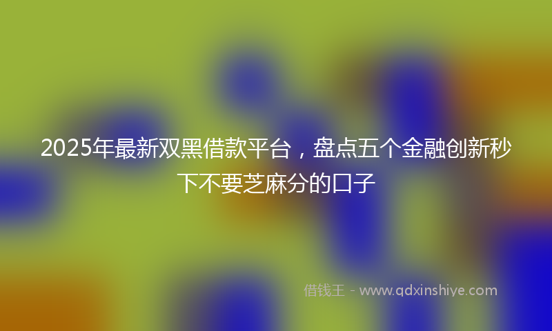 2025年最新双黑借款平台，盘点五个金融创新秒下不要芝麻分的口子