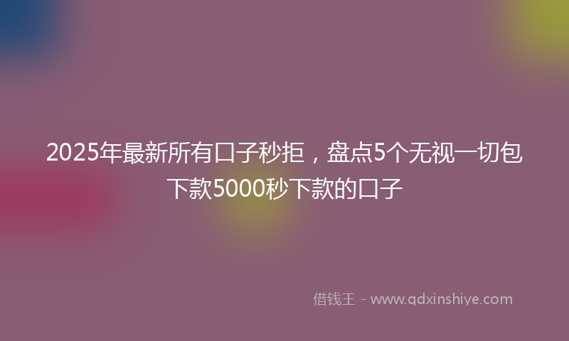 2025年最新所有口子秒拒，盘点5个无视一切包下款5000秒下款的口子