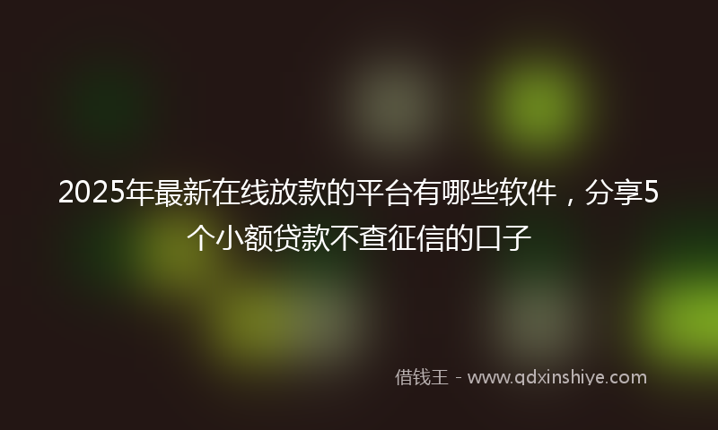 2025年最新在线放款的平台有哪些软件，分享5个小额贷款不查征信的口子