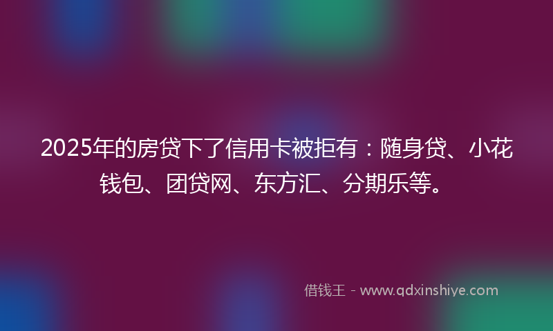 2025年的房贷下了信用卡被拒有：随身贷、小花钱包、团贷网、东方汇、分期乐等。