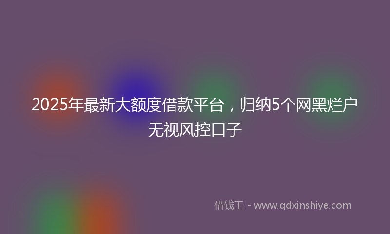 2025年最新大额度借款平台，归纳5个网黑烂户无视风控口子