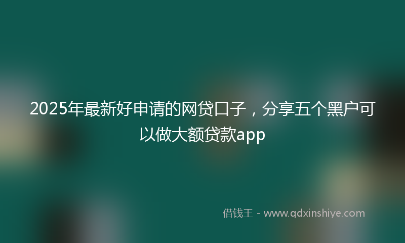 2025年最新好申请的网贷口子，分享五个黑户可以做大额贷款app