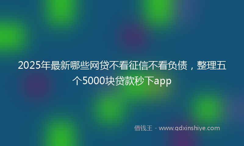 2025年最新哪些网贷不看征信不看负债，整理五个5000块贷款秒下app