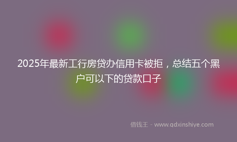 2025年最新工行房贷办信用卡被拒，总结五个黑户可以下的贷款口子