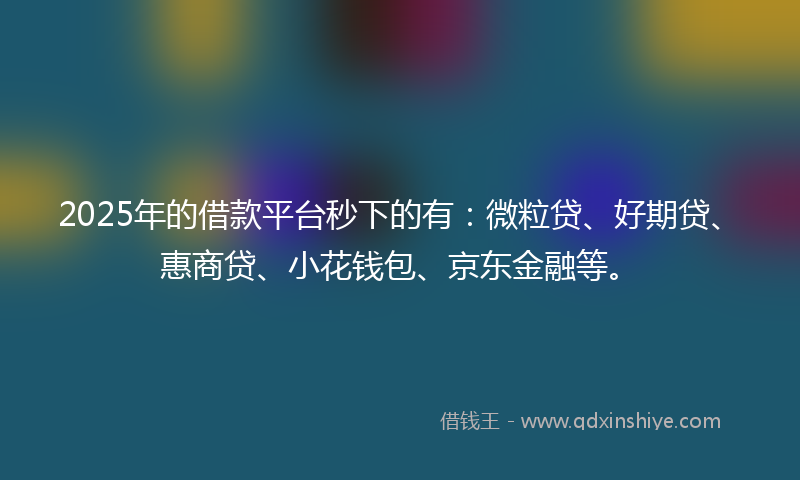 2025年的借款平台秒下的有：微粒贷、好期贷、惠商贷、小花钱包、京东金融等。
