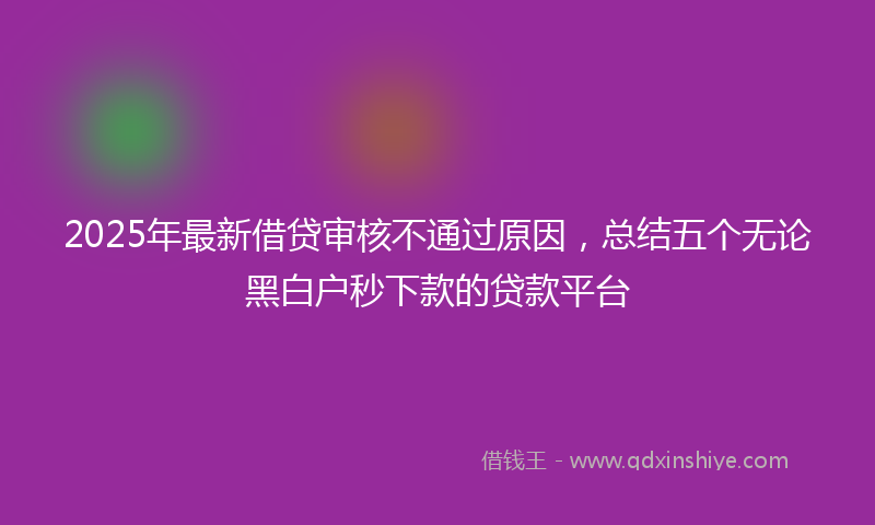 2025年最新借贷审核不通过原因，总结五个无论黑白户秒下款的贷款平台