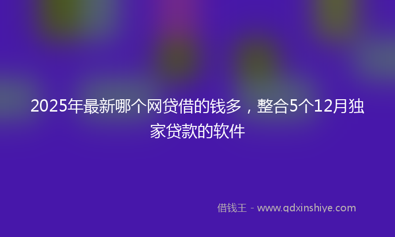2025年最新哪个网贷借的钱多，整合5个12月独家贷款的软件