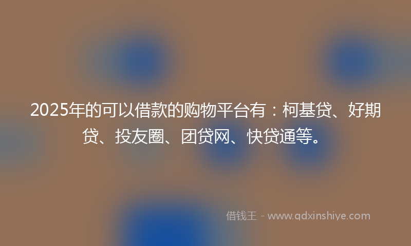 2025年的可以借款的购物平台有：柯基贷、好期贷、投友圈、团贷网、快贷通等。