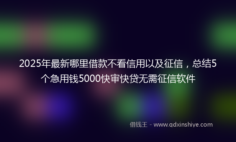 2025年最新哪里借款不看信用以及征信，总结5个急用钱5000快审快贷无需征信软件