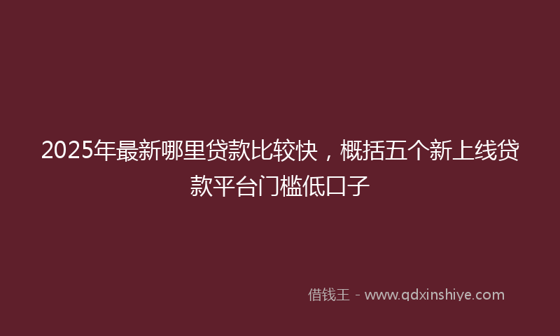 2025年最新哪里贷款比较快，概括五个新上线贷款平台门槛低口子