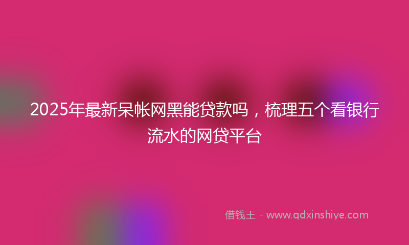 2025年最新呆帐网黑能贷款吗，梳理五个看银行流水的网贷平台