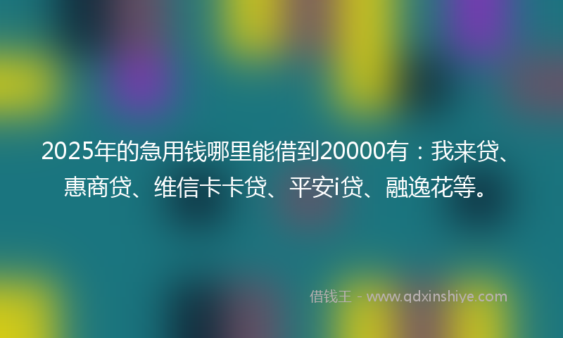 2025年的急用钱哪里能借到20000有：我来贷、惠商贷、维信卡卡贷、平安i贷、融逸花等。