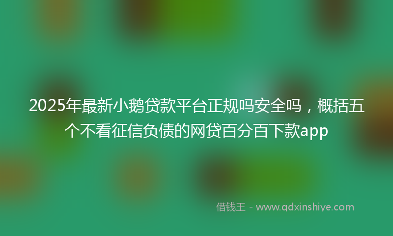 2025年最新小鹅贷款平台正规吗安全吗，概括五个不看征信负债的网贷百分百下款app