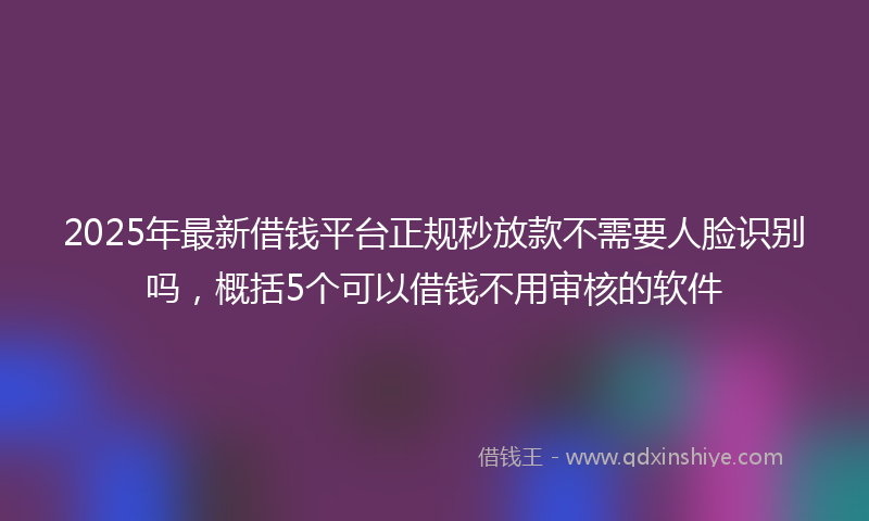 2025年最新借钱平台正规秒放款不需要人脸识别吗，概括5个可以借钱不用审核的软件