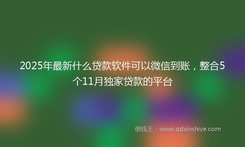 2025年最新什么贷款软件可以微信到账，整合5个11月独家贷款的平台