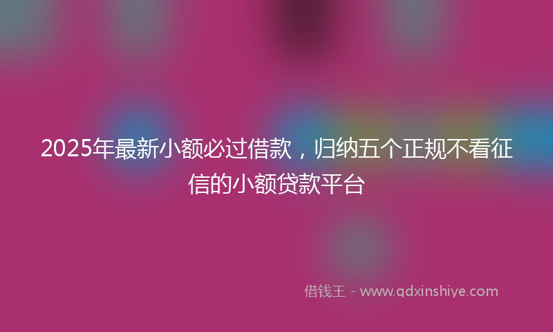 2025年最新小额必过借款，归纳五个正规不看征信的小额贷款平台