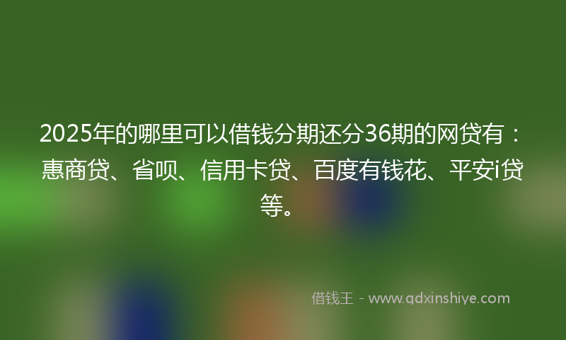 2025年的哪里可以借钱分期还分36期的网贷有：惠商贷、省呗、信用卡贷、百度有钱花、平安i贷等。