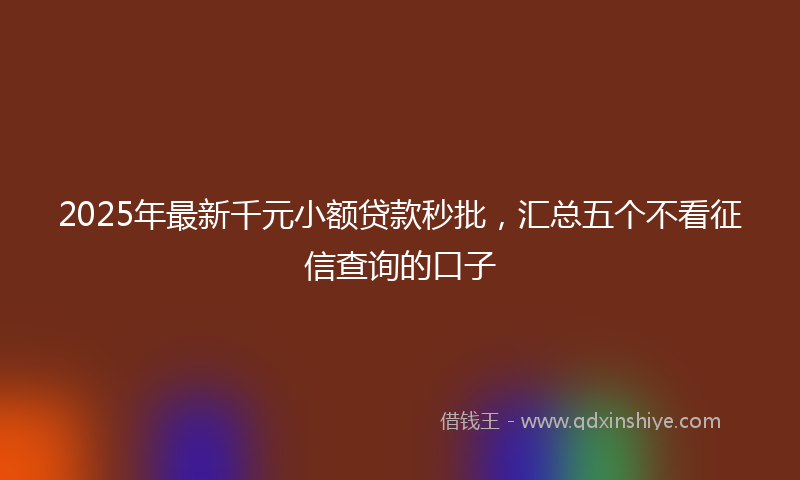 2025年最新千元小额贷款秒批，汇总五个不看征信查询的口子