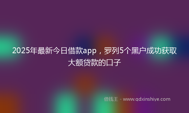 2025年最新今日借款app，罗列5个黑户成功获取大额贷款的口子