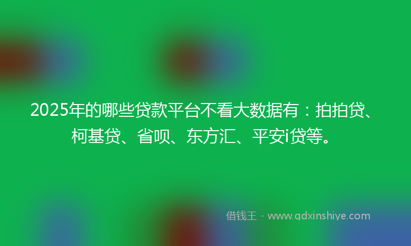 2025年的哪些贷款平台不看大数据有：拍拍贷、柯基贷、省呗、东方汇、平安i贷等。