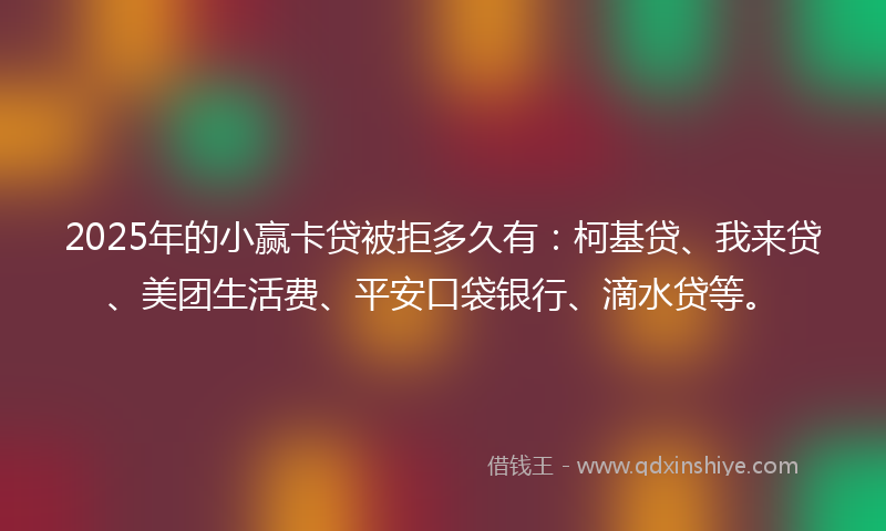 2025年的小赢卡贷被拒多久有：柯基贷、我来贷、美团生活费、平安口袋银行、滴水贷等。