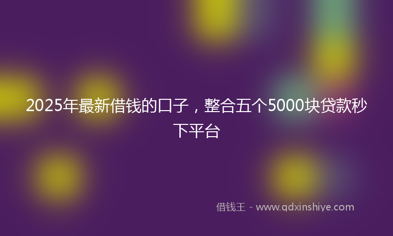 2025年最新借钱的口子，整合五个5000块贷款秒下平台