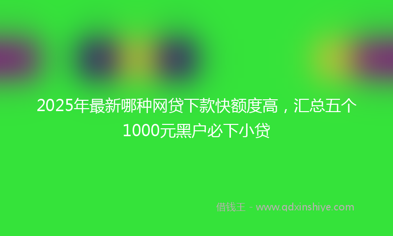 2025年最新哪种网贷下款快额度高，汇总五个1000元黑户必下小贷