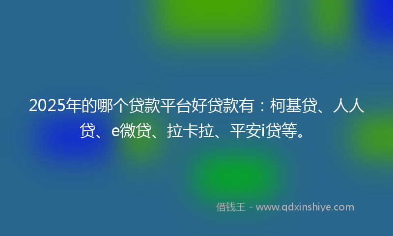 2025年的哪个贷款平台好贷款有：柯基贷、人人贷、e微贷、拉卡拉、平安i贷等。