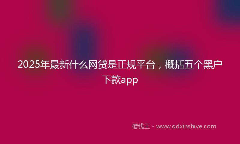 2025年最新什么网贷是正规平台，概括五个黑户下款app