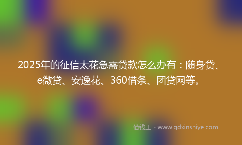 2025年的征信太花急需贷款怎么办有：随身贷、e微贷、安逸花、360借条、团贷网等。