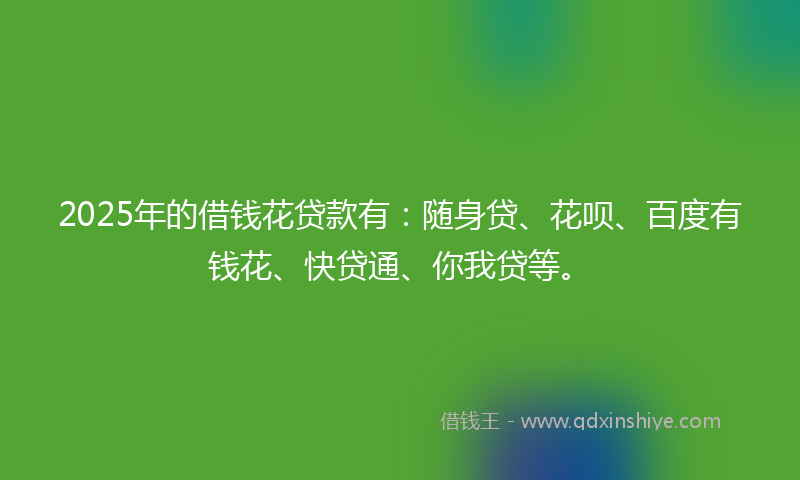 2025年的借钱花贷款有：随身贷、花呗、百度有钱花、快贷通、你我贷等。
