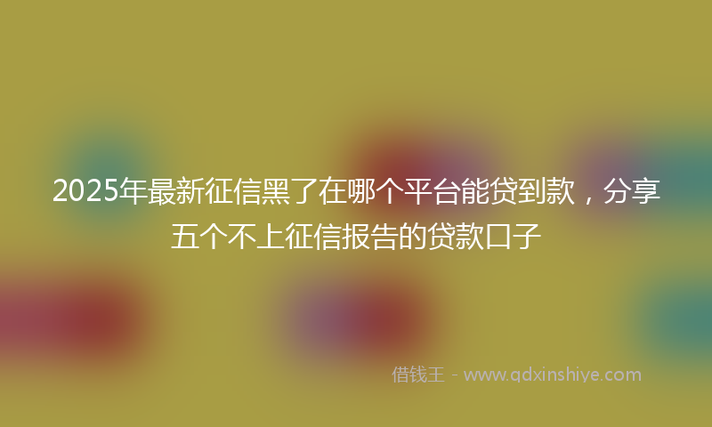 2025年最新征信黑了在哪个平台能贷到款，分享五个不上征信报告的贷款口子